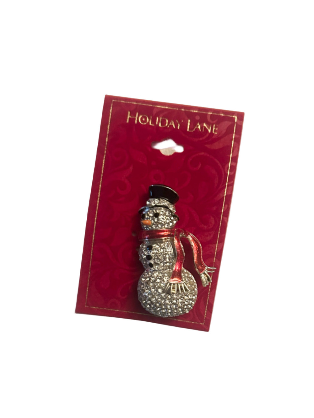 Holiday Lane Women's Snowman Brooch Pin One Size Silver Red